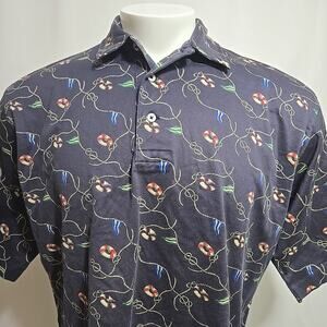 VTG Polo Ralph Lauren Polo Shirt Mens Size Large All Over Print Lifesaver Ring